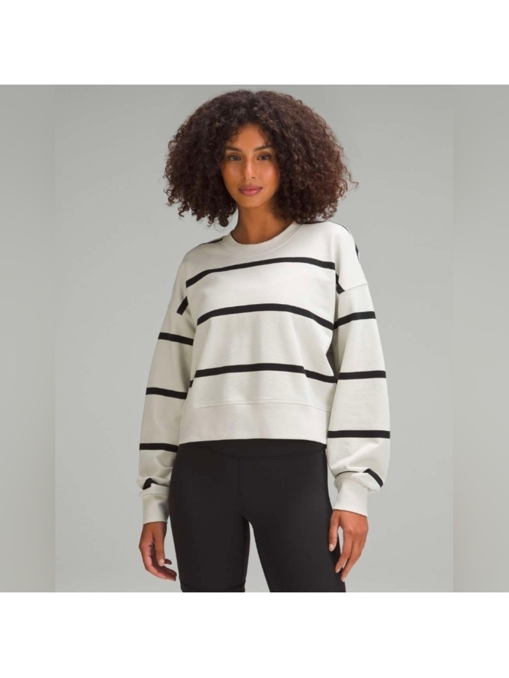 Lululemon Perfectly Oversized Cropped Crew Striped Sweatshirt